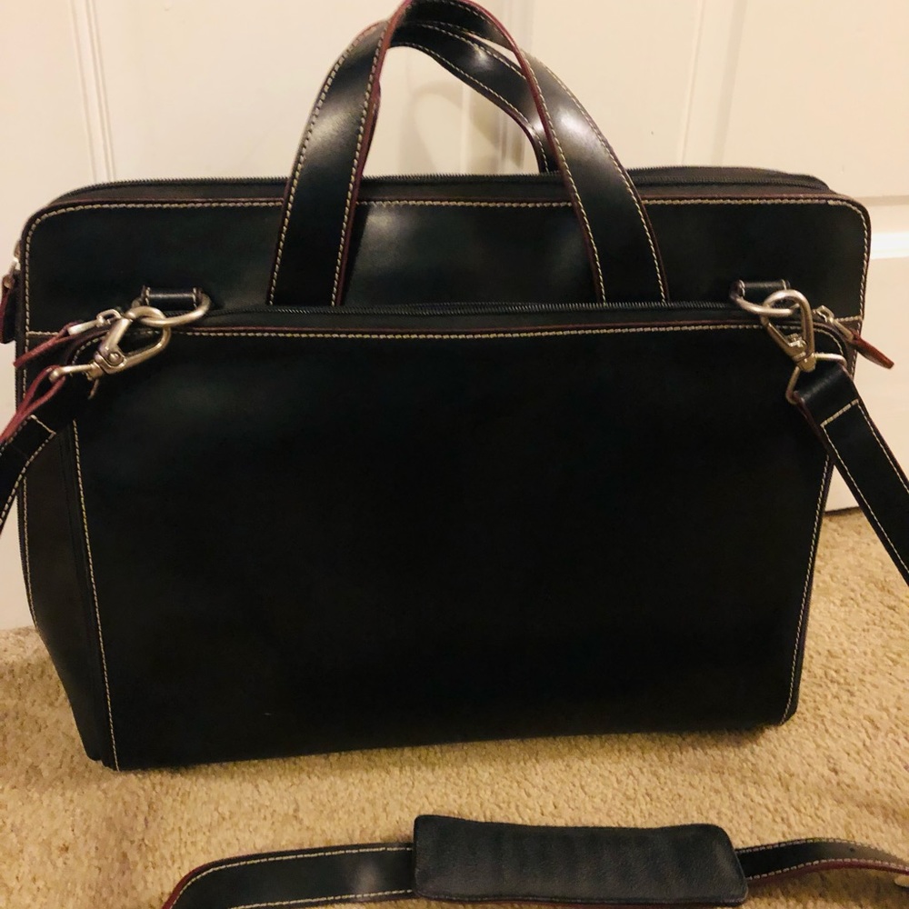 Passage 2 Black Leather Laptop Bag